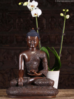 Beautiful Engraved Robe Buddha Statue 15"