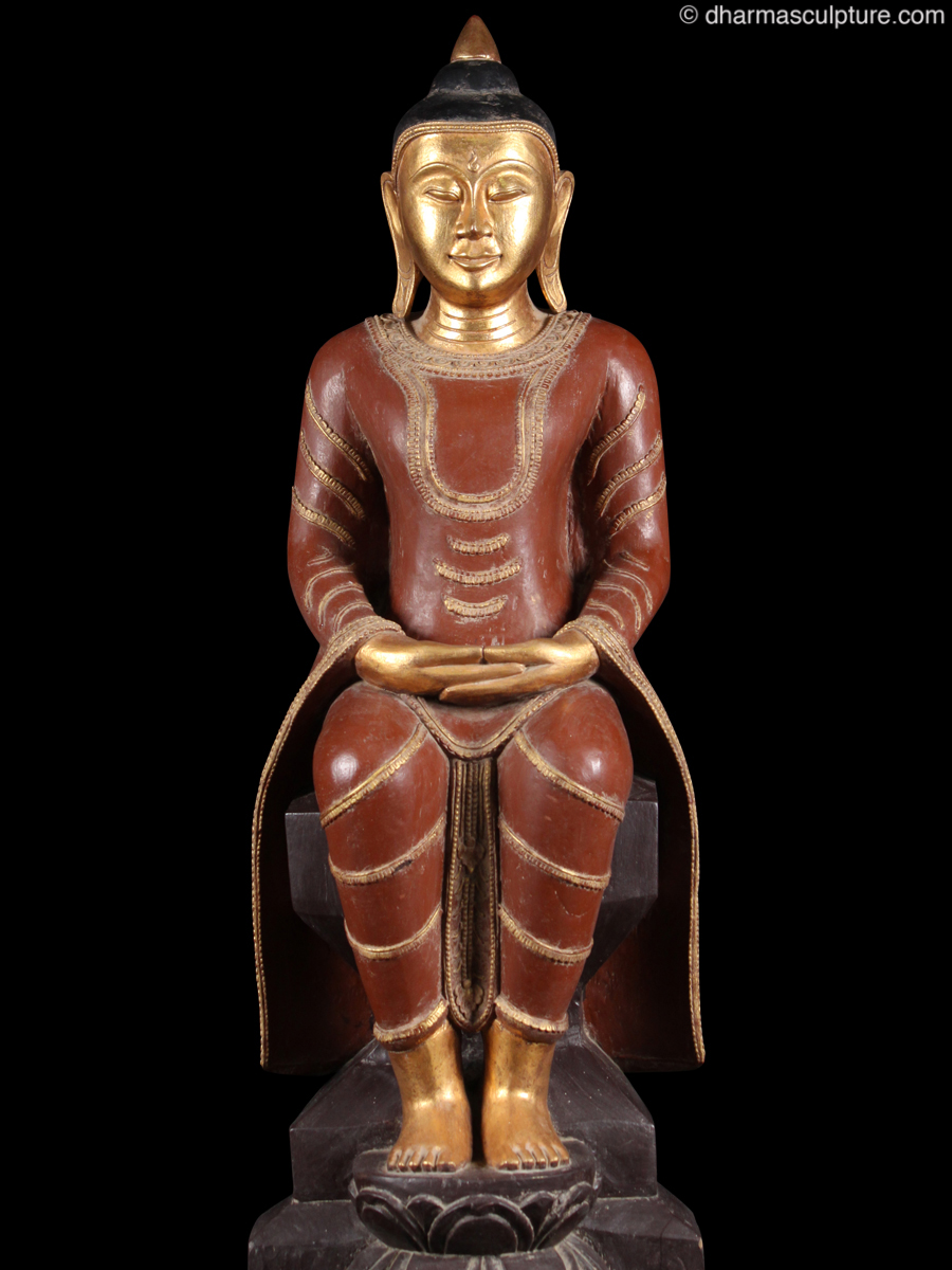 Seated Burmese Meditating Buddha Statue 1mw21