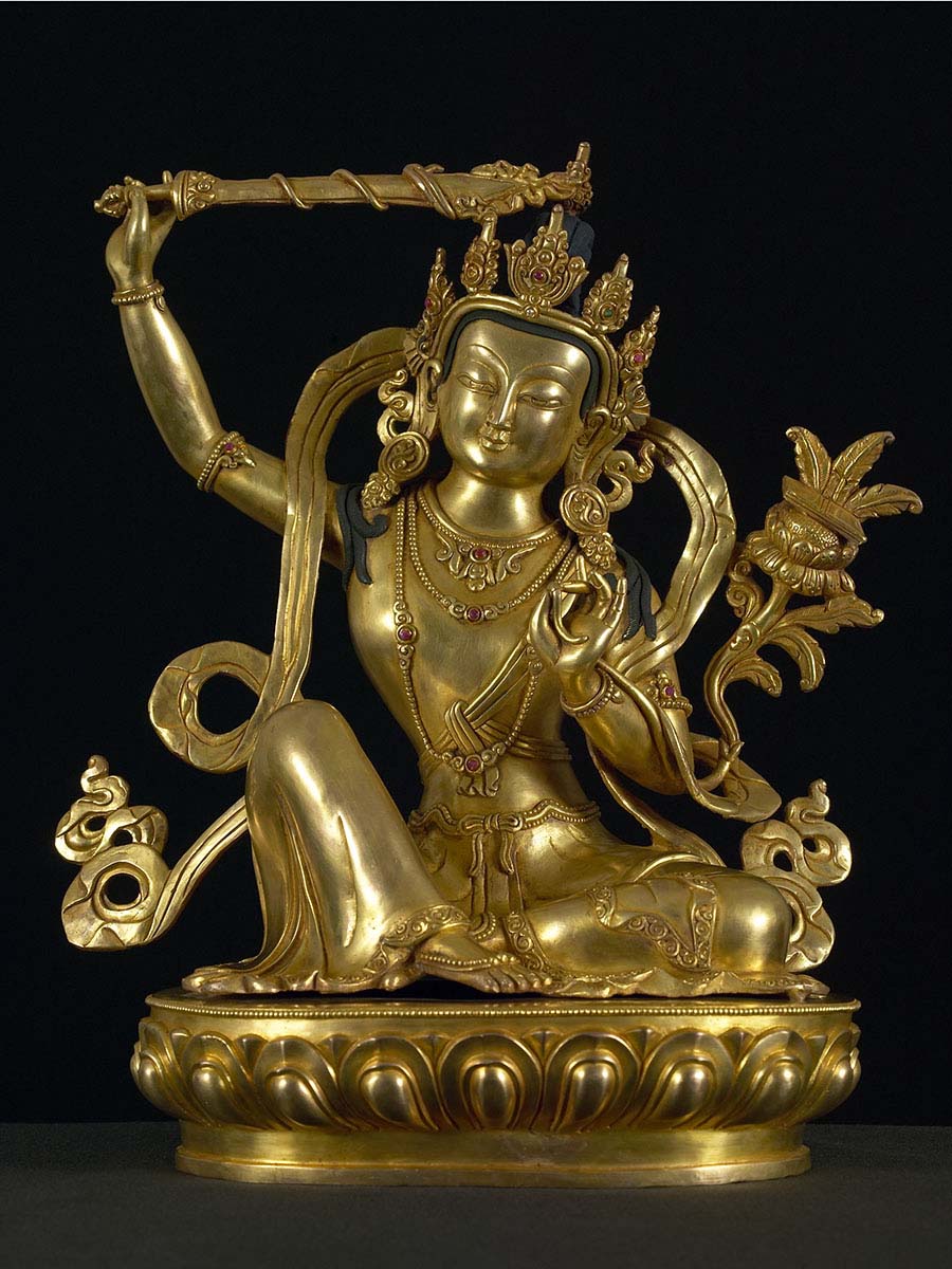 Gold Plated Manjushri Statue, God of Divine Wisdom (2n3)