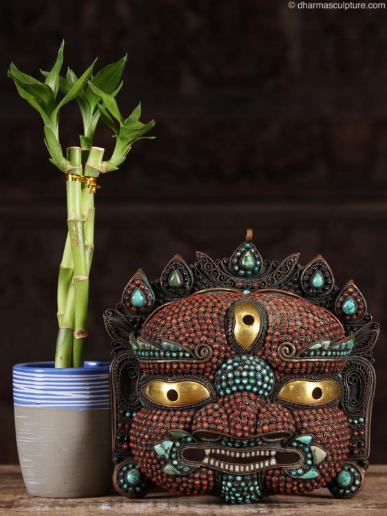 Repoussé Newari Mahakala Bhairava Mask 7"