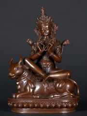 Tara Statue Sitting on Bull 10"