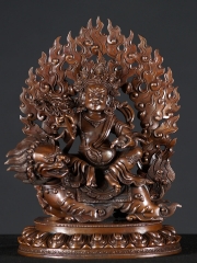(SOLD) White Jambhala on Dragon, Lord of Wealth 10"