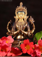 Tibetan Chenrezig, Shadakshari Lokeshvara Statue 9"
