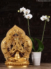 Golden Bodhisattva Samatabhadra Statue 15 1/2"