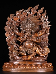 (SOLD) Six Arm Black Mahakala Copper Statue 11"