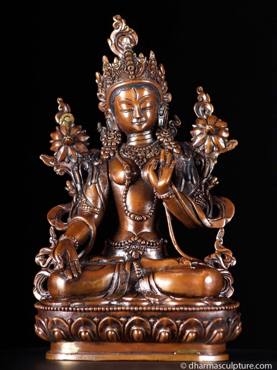 (SOLD) Saptalocana, White Tara Statue 9”