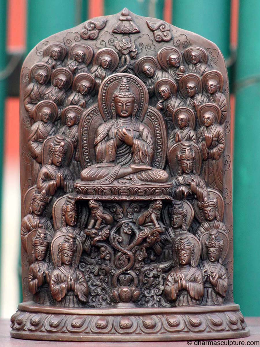 Dharmachakra Buddha Statue with Arhats and Bodhisattvas (9cc21)